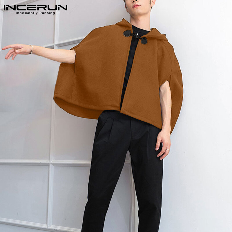 Jesienno-zimowa stylowa nowa męska casualowe w stylu Streetwear wykop krótka rogowa klamra płaszcz z kapturem gorąca sprzedaż płaszcz S-5XL INCERUN topy 2021