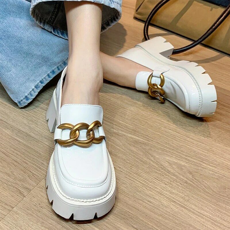 Women Leather Shoes British Style 2021 Spring Oxford Shoes Comfortable Casual Shoes Flats Women Platform Oxford Shoes