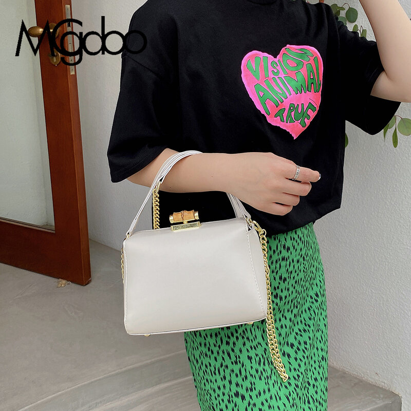Mgcdoo bolsa de ombro com corrente, bolsa de mão fashion de alta qualidade, estilo casual, bolsa de mão pequena de design simples