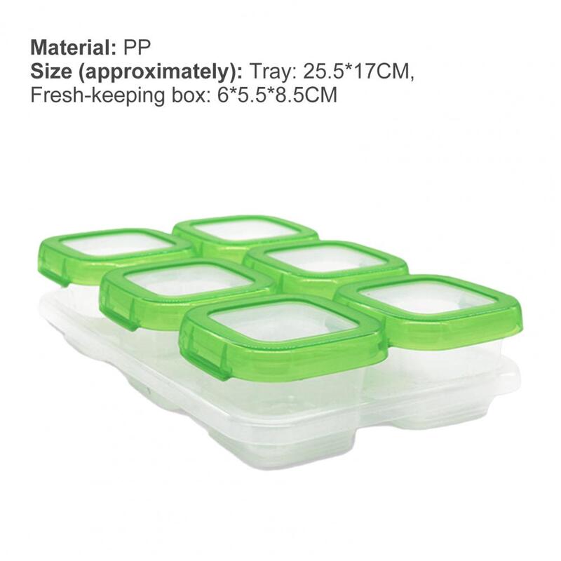 6 pces caixa de comida com capa verde fresco-mantendo pp caixa de armazenamento de alimentos para bebê para cozinha
