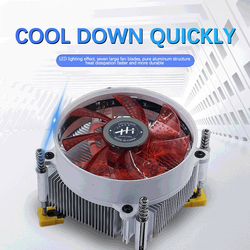 Radiatore CPU, radiatore silenzioso con cuscinetto idraulico colorato a 12 LED incorporato per Computer Desktop 1366