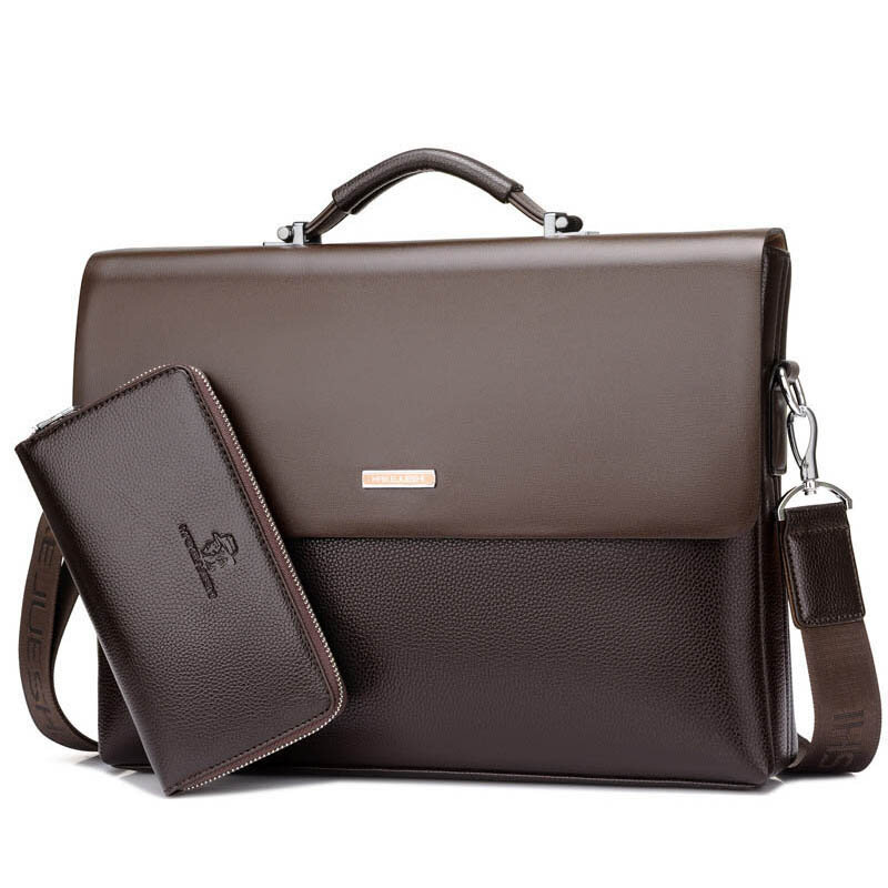 Новое поступление брендовый деловой мужской портфель из искусственной кожи, портфель для ноутбука, мужская сумка на плечо, Высококачествен...