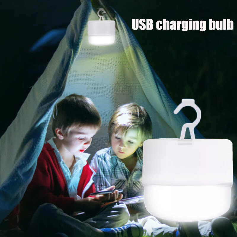 Bombilla LED de emergencia recargable por USB para exteriores, lámpara portátil de tienda, 3 modos, regulable, para barbacoa, Camping, Patio/porche/jardín