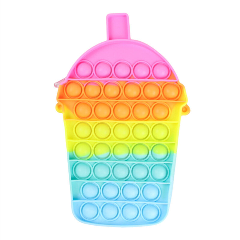 Moda Fidget giocattoli Push bolle giocattolo arcobaleno unicorno portamonete portafoglio borsa da donna silice semplice fossetta borse a tracolla per ragazze
