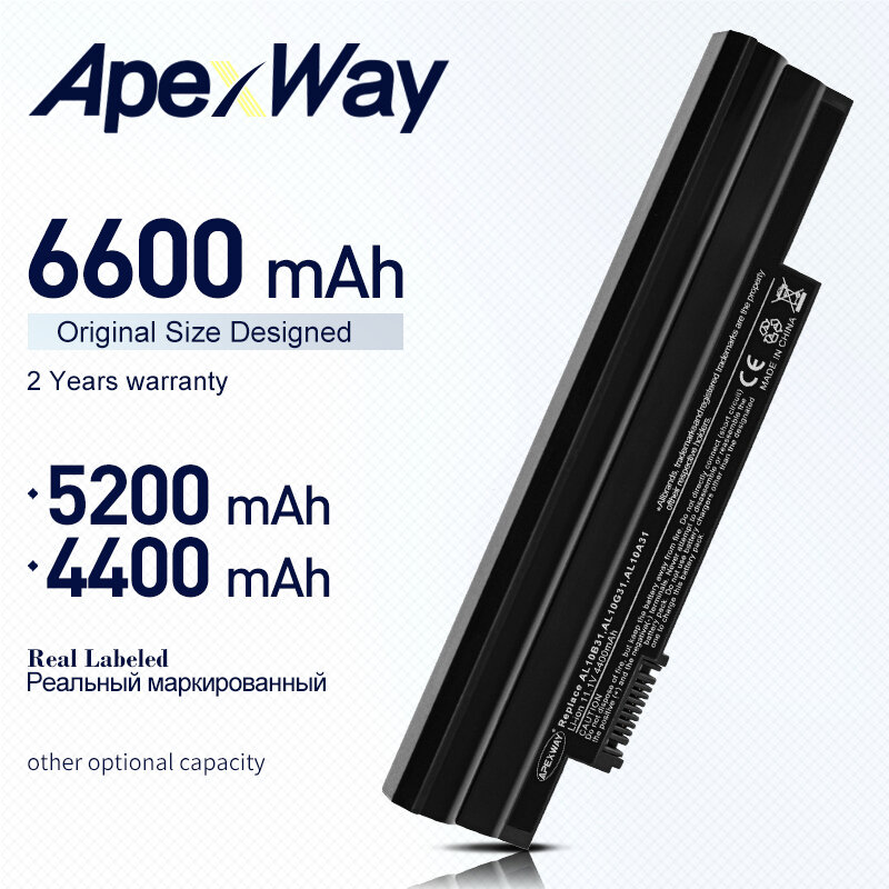 ApexWay-batería D255 para Acer Aspire One, D270, D260, 522, 722, AOD255, AOD257, AOD260, D255E, D257, D257E, E100, AL10A31, al10b31