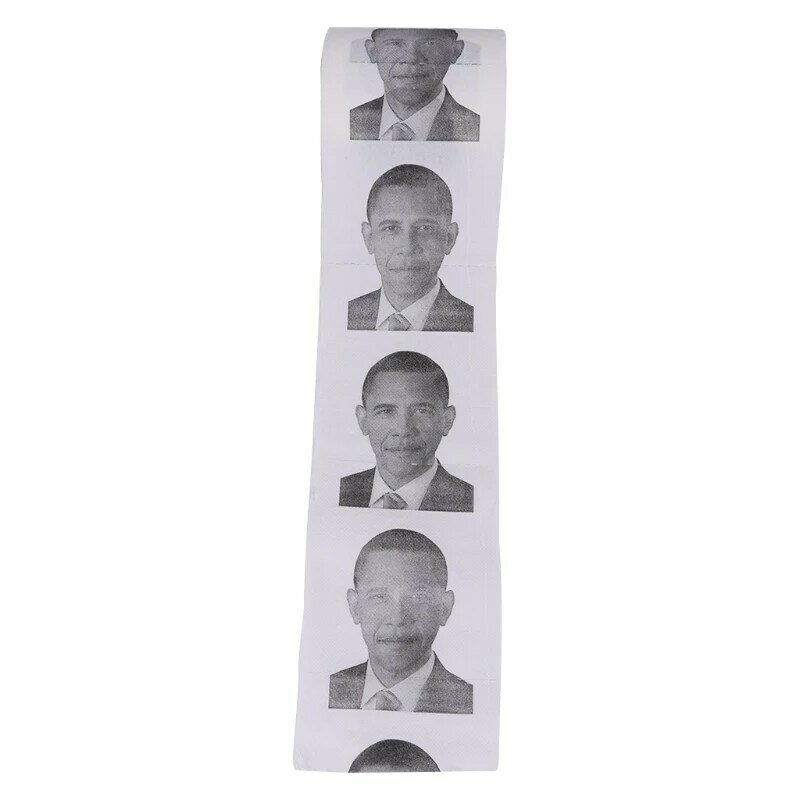 2 ชั้นทนทานตลกพิมพ์ห้องน้ำกระดาษ 1 ม้วน Obama ของขวัญกระดาษทิชชูห้องนั่งเล่นห้องน้ำสุขาภิบาลก...