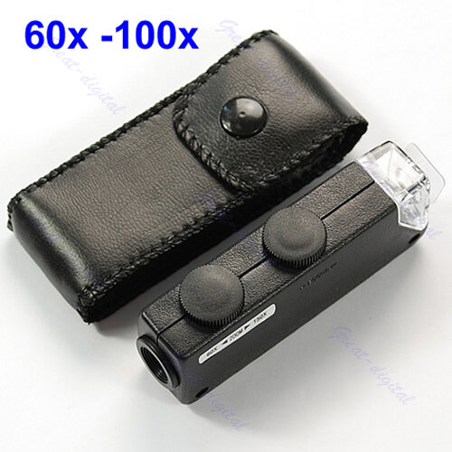 Mini handheld 60x-100x bolso microscópio lupa
