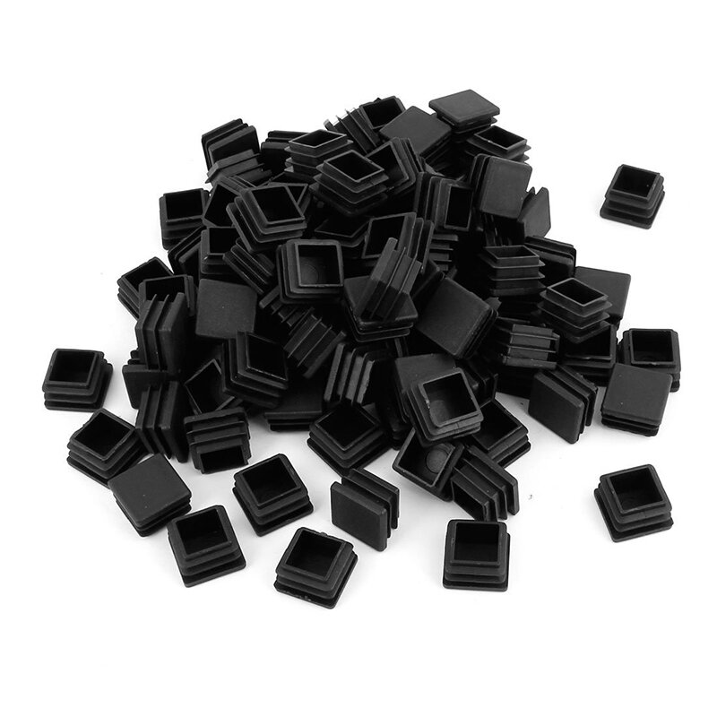 100 peças tampas de cobertura de extremidade de tubo quadrado de plástico 20mm x 20mm preto