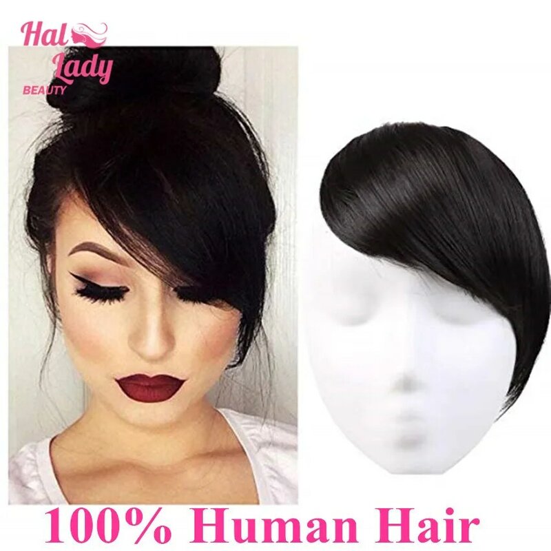 Halo Lady Beauty-flequillo de pelo humano brasileño, extensión de cabello humano no Remy, flequillo con Clip, 613 limpio