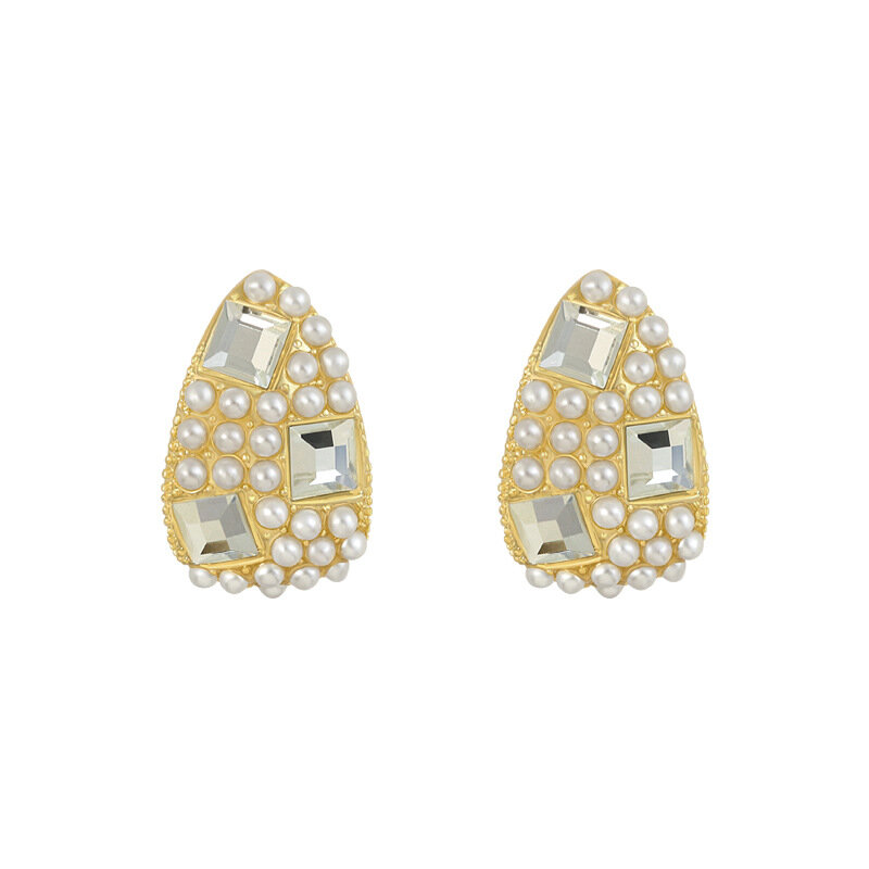 Romantic Pearl Water Drop Design Gold Stud Earrings For Woman Korean Sweet Jewelry Wedding Party Girl's Fashion Gift Earrings