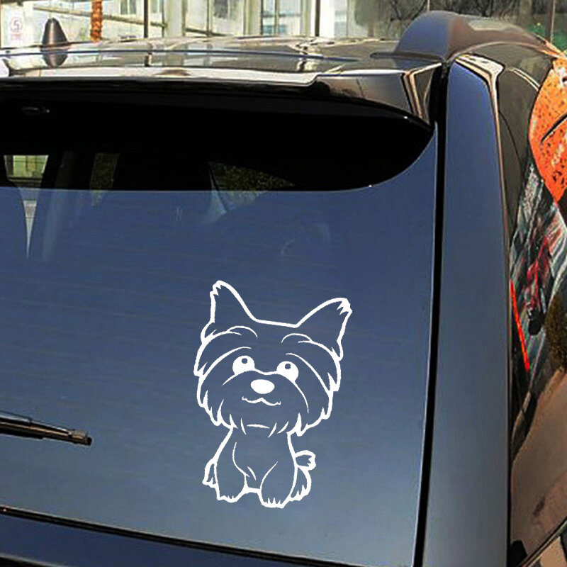 Etiqueta do carro yorkie yorkshire terrier doggy decalques adesivos no carro reflexivo motocicleta estilo do carro 10.8x16cm