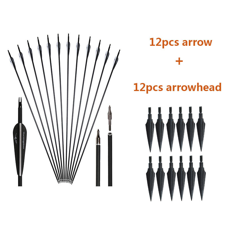 Flechas de carbono para tiro con arco y columna vertebral, 500 ID, 6,2mm, flechas de tiro para caza, arco recurvo/compuesto