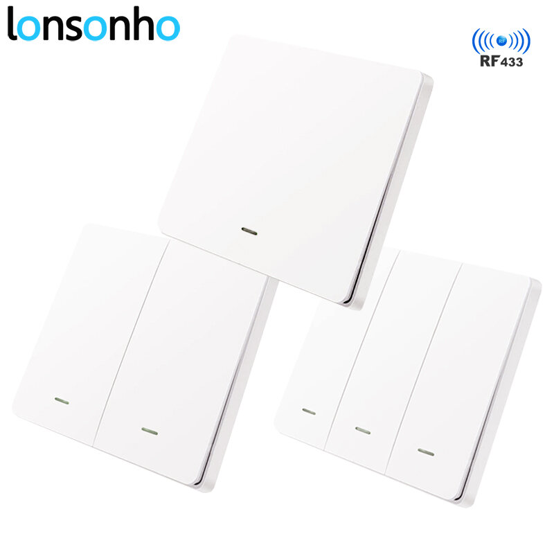 Lonsonho RF 433 Light Switch Sticker Controller Wireless Remote Control EU Push Button Wall Switches Compatible With RF Switch