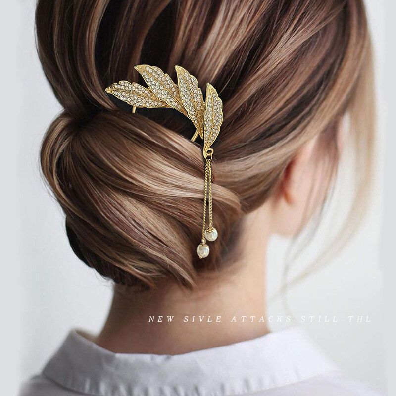2021New  U Shape Rhinestone Metal Hair Sticks For Women Hair Clips Hair Accessories Elegant  Hairpins Girl Headwear Jewelry