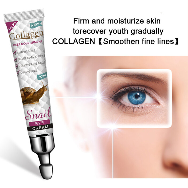 20ml Collagen Snail Eye Cream Moisturizing Eye Care Diminishes Fine Lines on Eye Circles