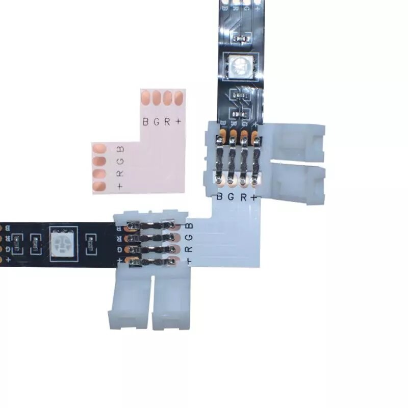 Tira de luces LED de 4 piezas, Conector de Soldadura Libre RGB 5050 L / T/X, cinta de esquina, bucle de conector fácil para conector para 10mm
