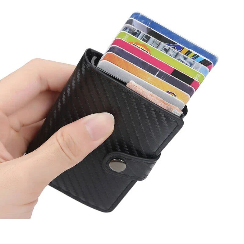 Смарт-кошелек для мужчин, Rfid Бумажник из алюминиевого сплава, модный выдвижной держатель для кредитных карт, маленький мини-кошелек для мел...