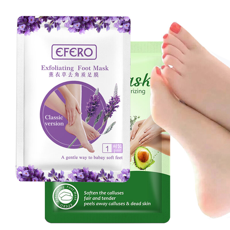 EFERO-mascarilla Exfoliante para pies, calcetines exfoliantes para pedicura, parche para eliminar el talón, 9 Paquetes