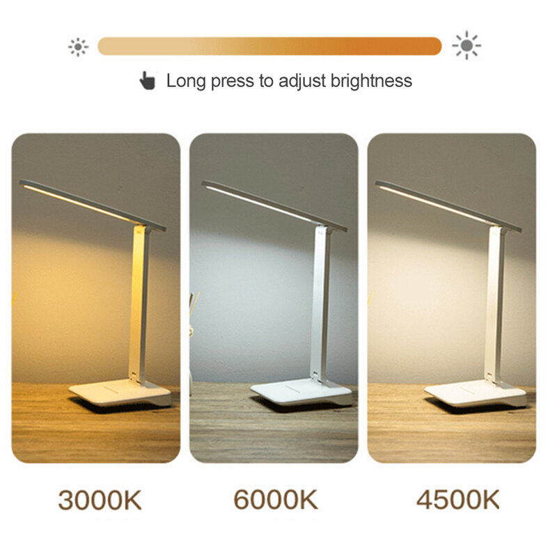 USB Rechargeable LED Desk Lamp Eye Protection Foldable Touch Sensor Control Study Reading Table Light Dimmable  Bedside Light