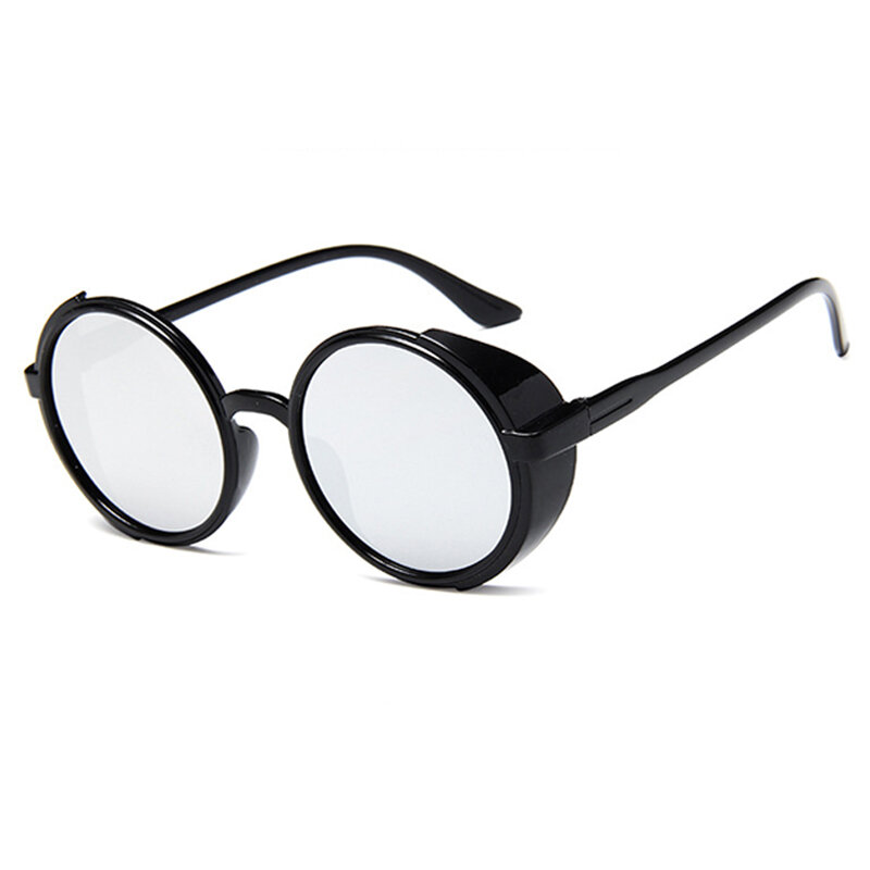 Long Keeper Brand Steampunk Sunglasses Women Vintage Small Round Punk Sun glasses Multi-color Lens Mirror Oculos de sol UV400