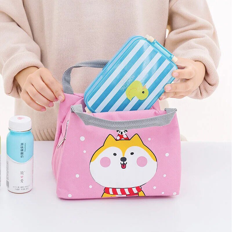 Cartoon Animal Lunch Bag Tote Thermal Food Bag Women Kids Lunchbox forniture per Picnic borse termiche isolate 21*17*15cm