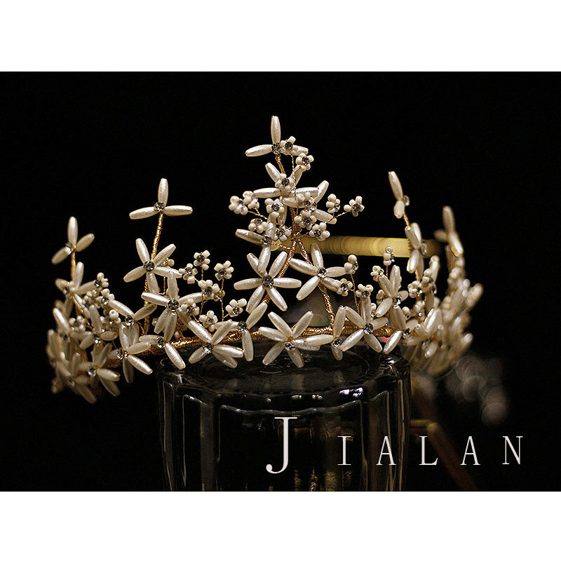Accessoires pour cheveux de mariage, diadème en perles, strass, serre-tête, couronne, or, rose