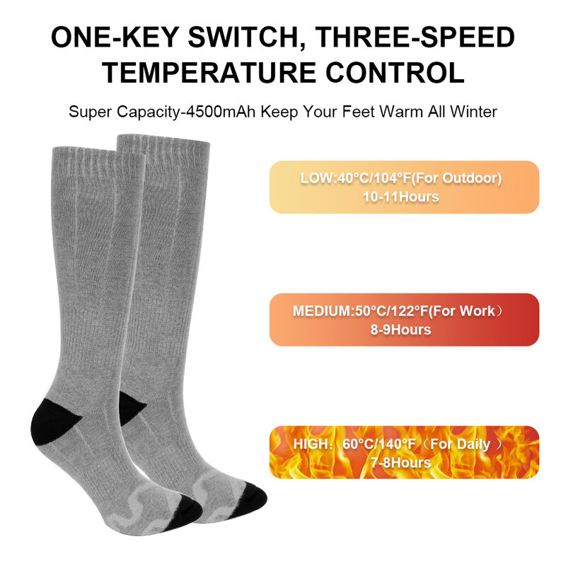 Heating Sock Three Modes Elastic Comfortable Water Resistant Electric Warm Sock Set