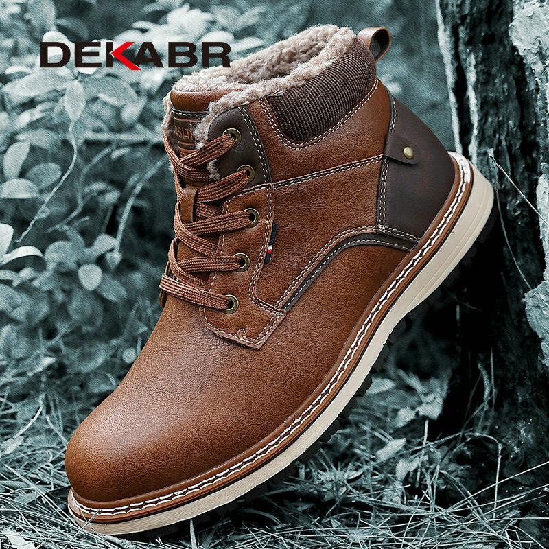 Dekabr-カジュアルな革のアンクルブーツ,暖かい靴,滑り止め,高品質,冬用