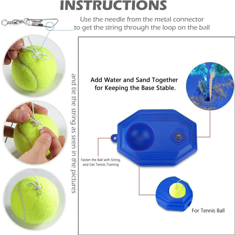Tennis Practice Trainer Single Self-study Tennis Training Tool With Elastic Rope Ball Rebound Tennis Exercise Sparring Device