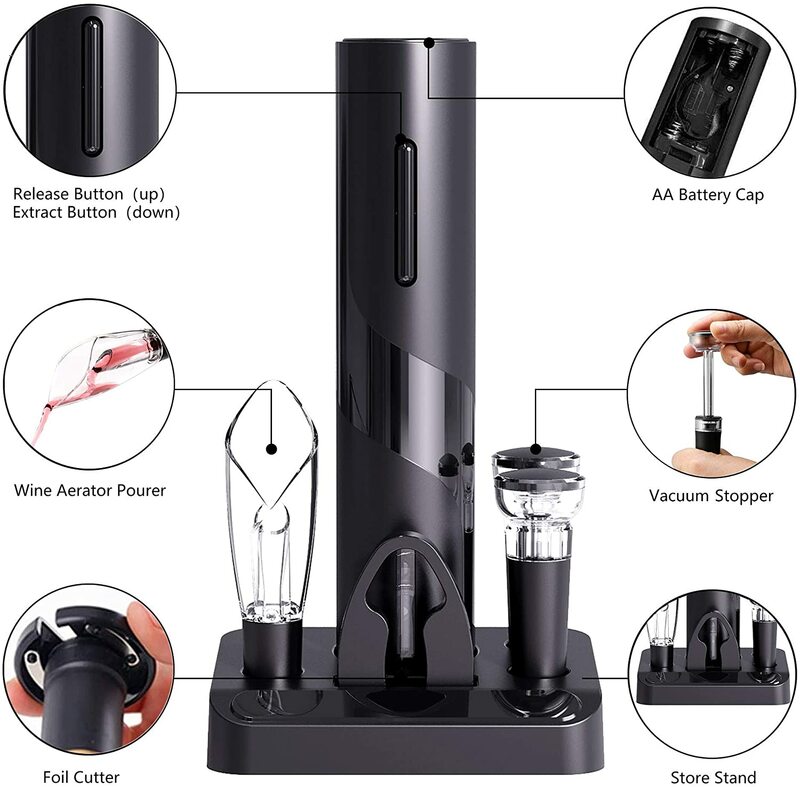 Electric Wine Bottle Opener Corkscrew Foil Cutter Set Automatic Bottle Opener for Wine Kitchen gadgets Can Rechargeable Opener