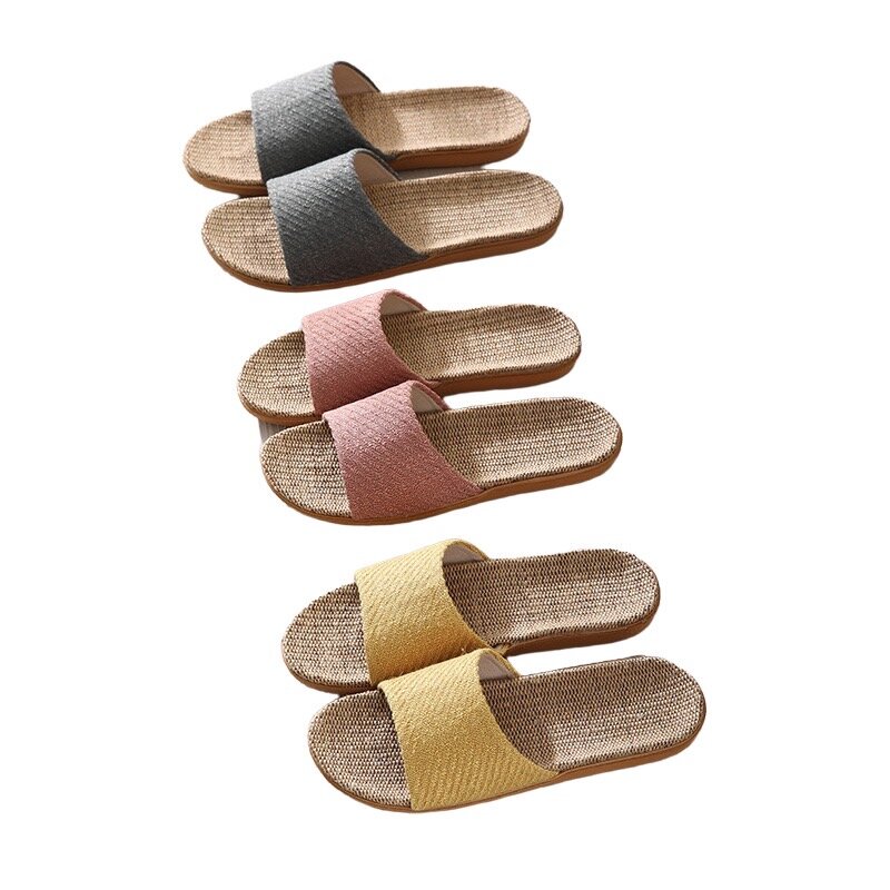 Flat Lovers Ladies And Men's House Slippers, Linen Open-toed Soft Indoor And Outdoor Sandals, Plush Women's Shoes