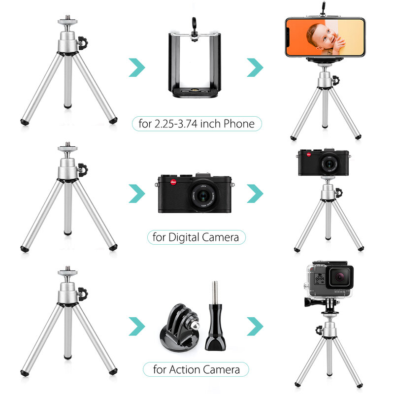 Vamson – trépied monopode pour Go Pro, Mini, évolutif, pour GoPro Hero 8 7 6 5 4 3 + pour Sj4000 Xiaomi pour Yi Camera VP413