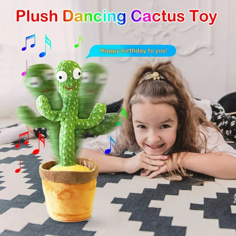 Kawaii dança cactus brinquedo de pelúcia engraçado pode aprender a falar primeira infância educação brinquedo luminescente pode cantar boneca de pelúcia para crianças