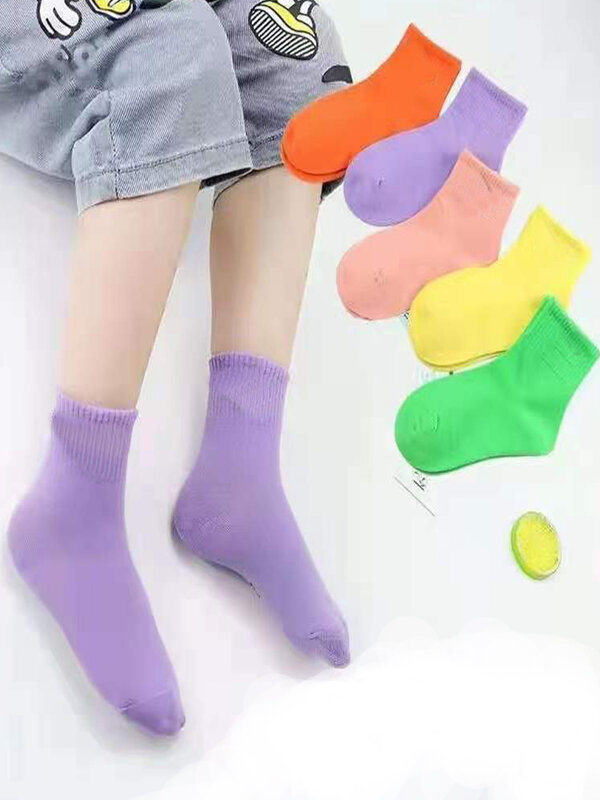 Calcetines de algodón a rayas para niños y niñas, 5 pares, 2021, para verano y primavera