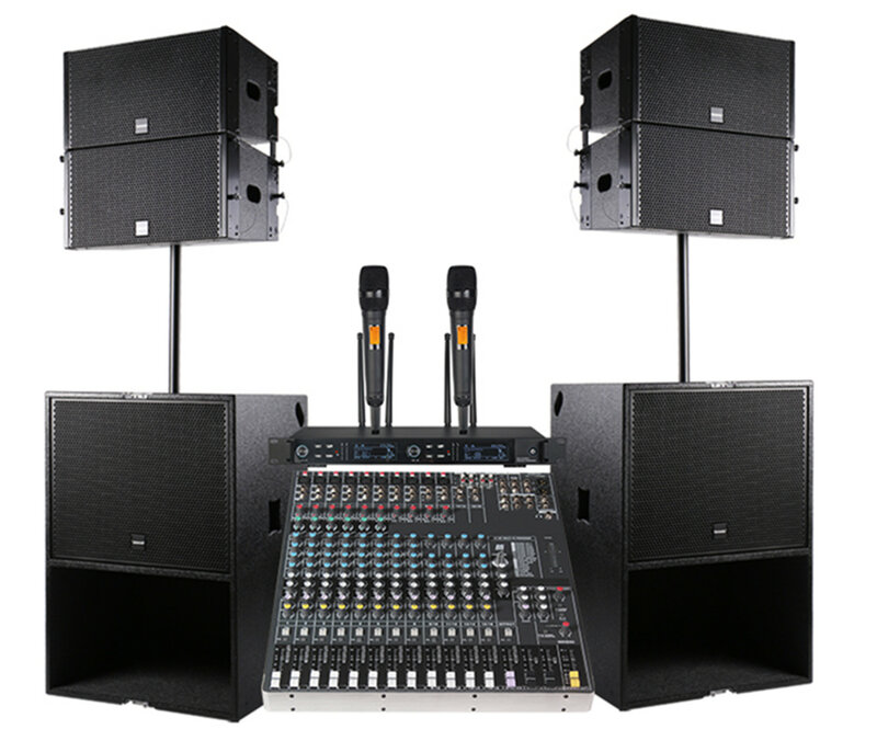 Professional Audio DJสายอาร์เรย์ลำโพงQ1สำหรับMonitorดิจิตอลคอนโซลเสียงDJ Mixerเครื่องขยายเสียงวูฟเฟอร์2*10 I