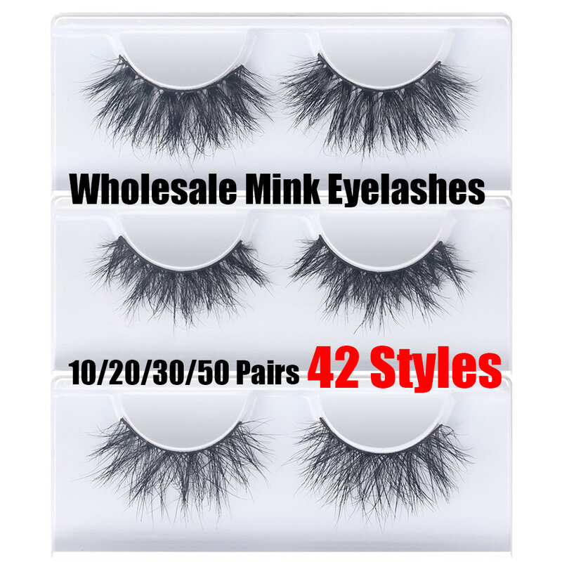 Thinkshow Wholesale Mink Eyelashes 5-50 Pairs Volume Soft 3D Mink Lashes Natural Long False Eyelash Makeup Mink Lashes In Bulk