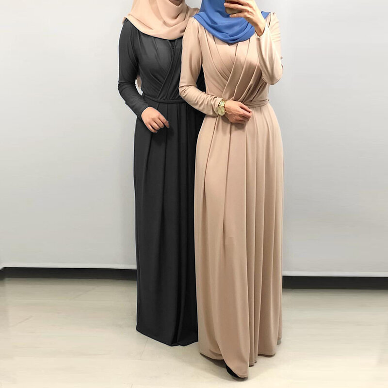 Мусульманское платье-хиджаб, макси, для женщин, в мусульманском стиле