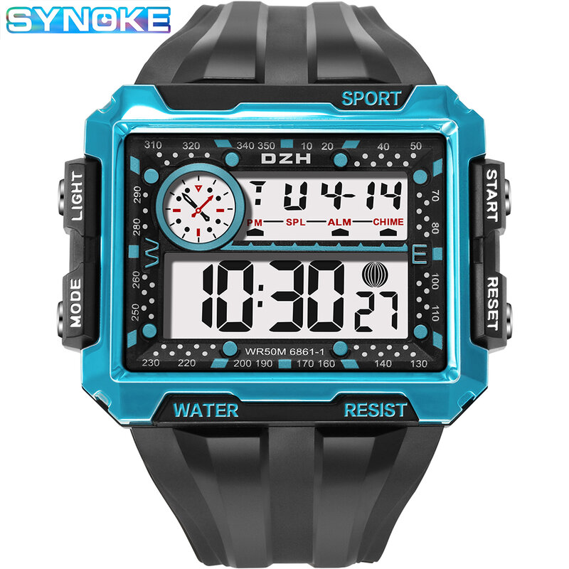 Led relógios digitais dos homens de luxo da marca moda relógio esportivo masculino à prova dlarge água grande dial alarme relógio de pulso masculino reloj deportivo novo