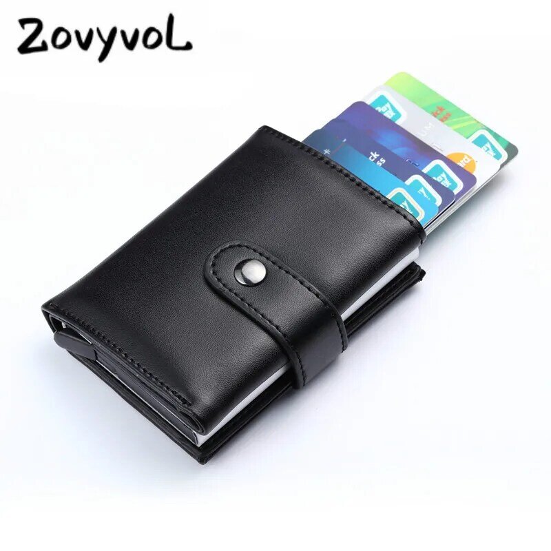 Zovyvol 2021 Genuine Leather Smart Wallet For Men And Women Credit Card Case Pocket Box Business ID Card Wallet Cash Purse
