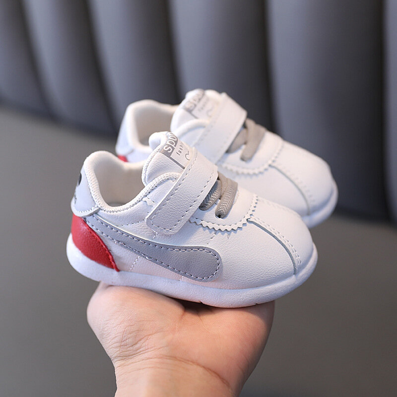 Hot Sale Newborn Toddler New PU Leather Baby Shoes Sports Shoes Solid Color Soft Cotton Boys Shoes Non-slip Boys and Girls Shoes