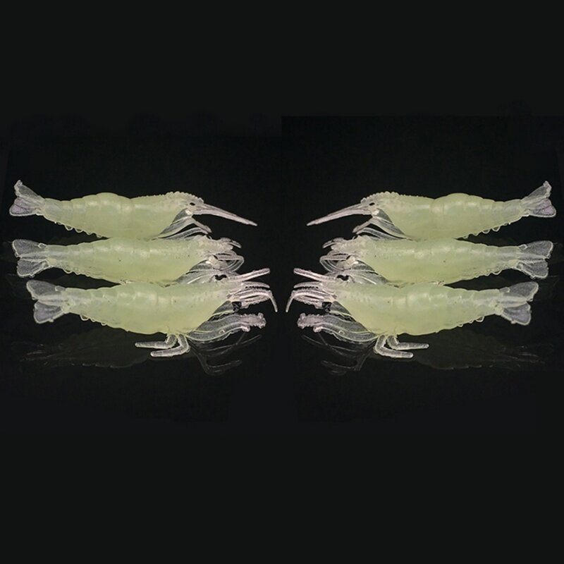 20 шт. мягкая светящаяся травяная креветка, искусственная приманка длиной 4 см с рыбьим запахом