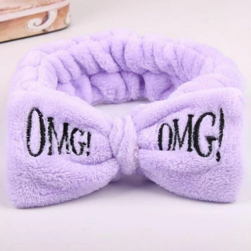 Hot New OMG Letter Coral Fleece Wash Face Bow Hairbands For Women Girls fasce per capelli fasce per capelli turbante accessori per capelli copricapo