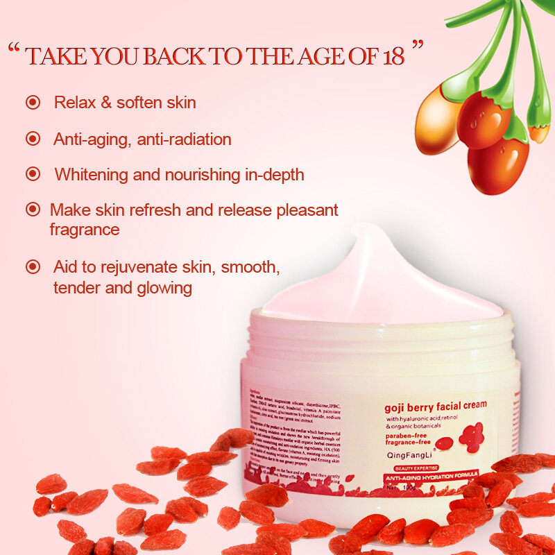 Wolfberry-crema Facial con ácido hialurónico, 100G, antiedad, antiarrugas, elimina las manchas, 1 Uds.