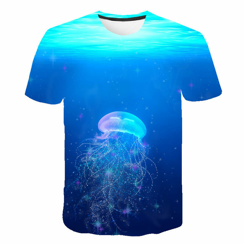 T-Shirt manches courtes pour garçon et fille, Streetwear, Hip-Hop, décontracté, estival, à la mode, avec dessin animé de méduses, imprimé en 3D