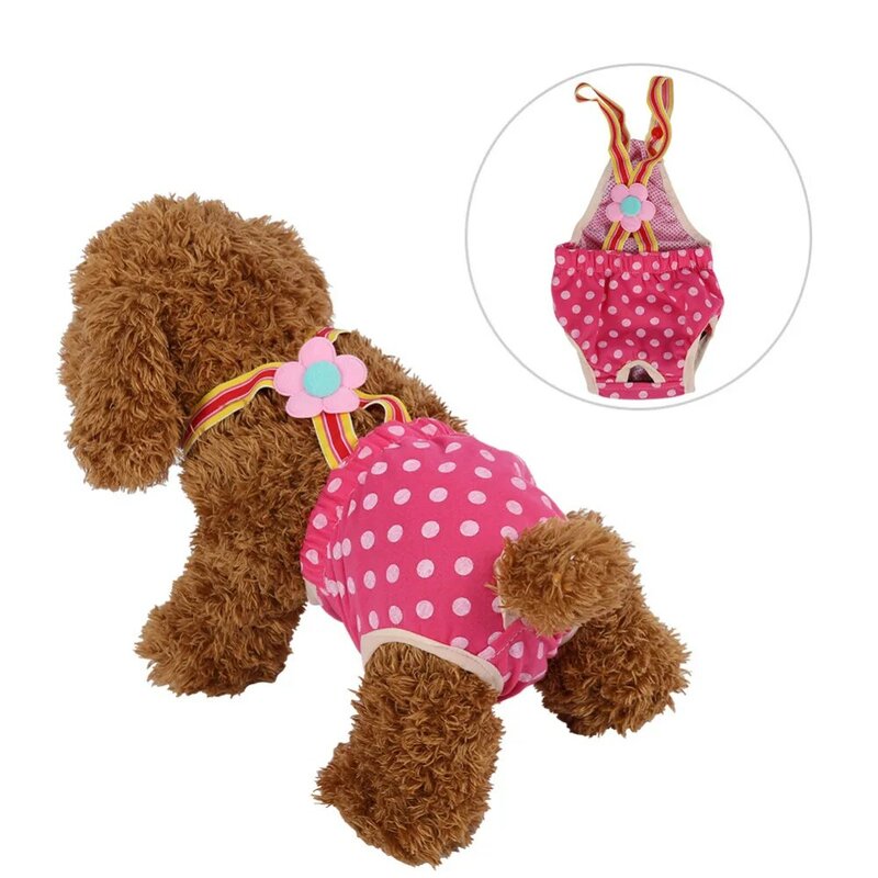 Dots Washable Female Dog Shorts Panties Menstruation Underwear Briefs Pet Large Dog Diaper Sanitary Physiological Pants XXS-XL