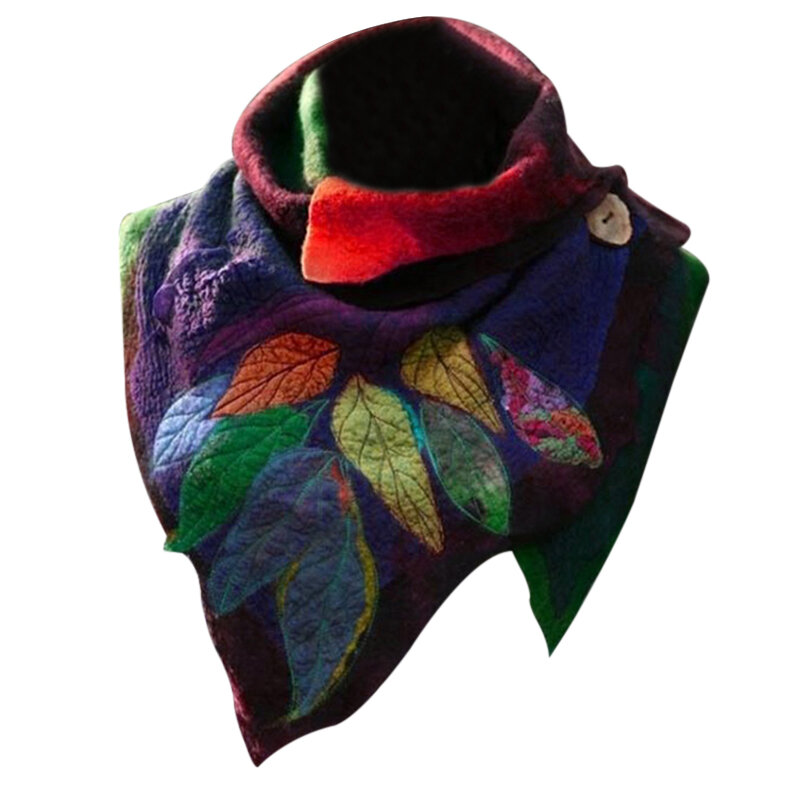 Écharpe de vacances en Polyester pour femmes, motif de feuille, impression numérique, foulard irrégulier, boutique NYZ