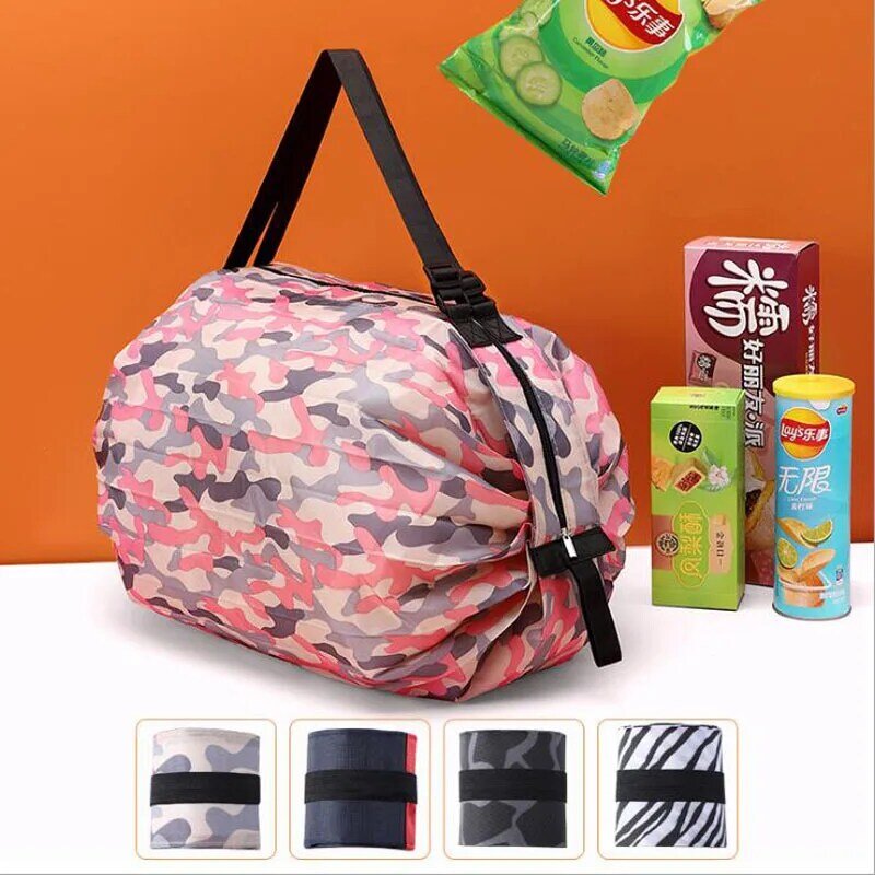 Fashion Camo Folding Storage Bag Portable Tote Waterproof Wear-Resistant Large Capacity Hiking Bag Shoulder Shopping Bag