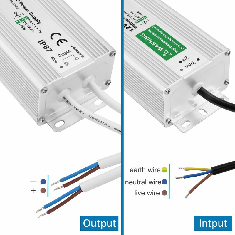 IP67กันน้ำแหล่งจ่ายไฟ AC 110V 220V To DC 12V 24V LED 20W 30W 50W 100W 200W สำหรับ LED Strip
