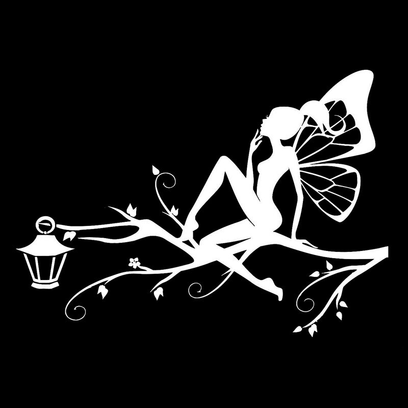 CMCT Бабочка девушка дерево мультфильм форма черный/Серебряный Водонепроницаемый чехол царапин этил тонкая наклейка pvc16.4cm * 11,9 cm