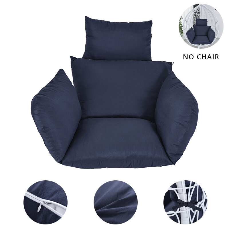 Hamaca con almohadillas balanceo para jardín, asiento tipo cesta suave para exteriores, cojín para dormitorio, silla colgante, almohada trasera (sin hamaca)